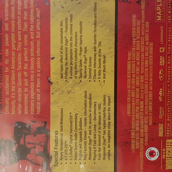 Like-new Reservoir Dogs DVD, 15th Anniversary - Picture 3 of 3